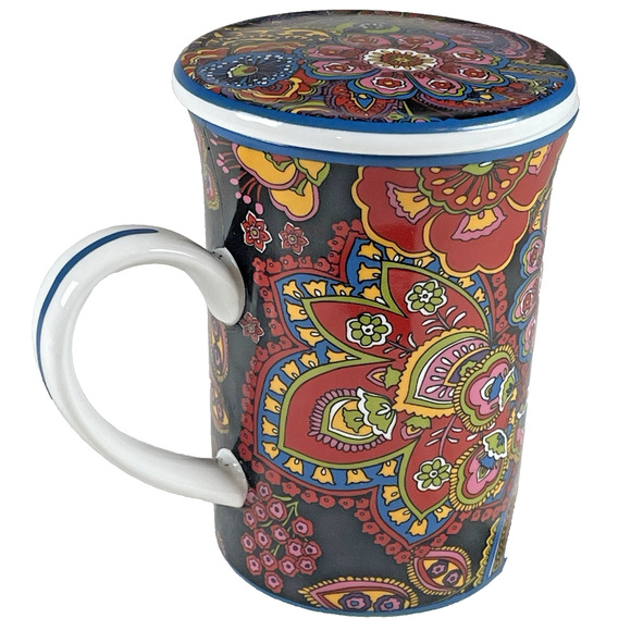 Vera Bradley Symphony in Hue Tea Mug with Lid For Barnes & Noble Floral Cup - Picture 3 of 11